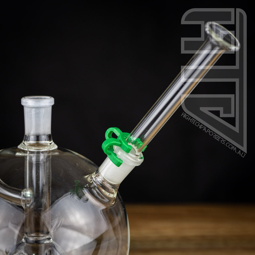Big Globe water pipe with glass stem mouthpiece installed
