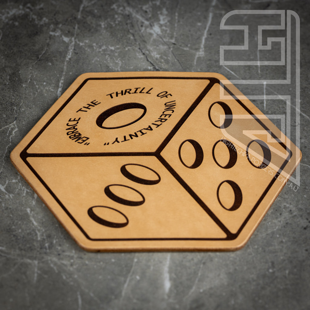 HTV Leather Hexagon Mat natural quote dice