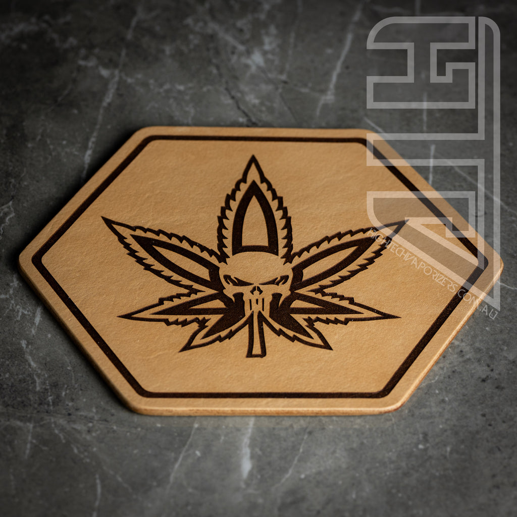 HTV Leather Hexagon Mat natural skull leaf