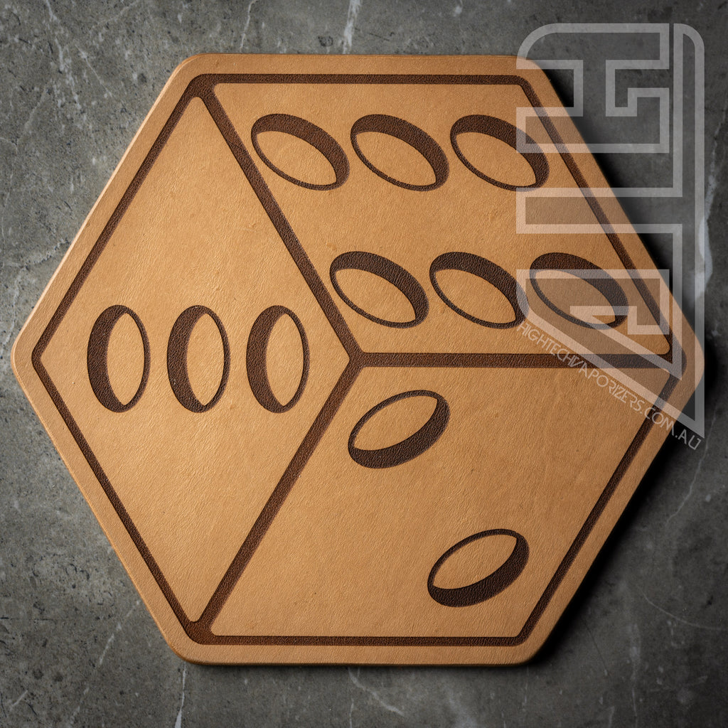 HTV Leather Hexagon Mat natural dice design