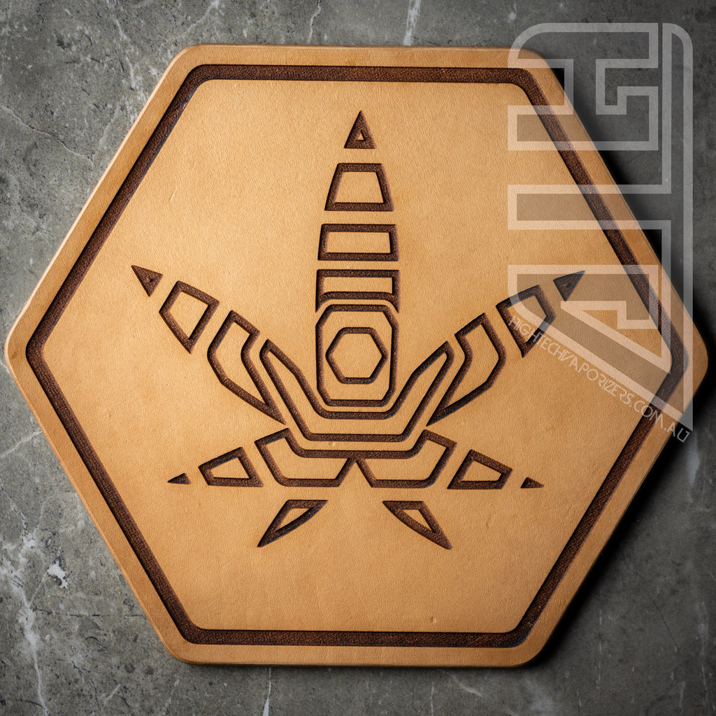 HTV Leather Hexagon Mat natural geometric leaf design