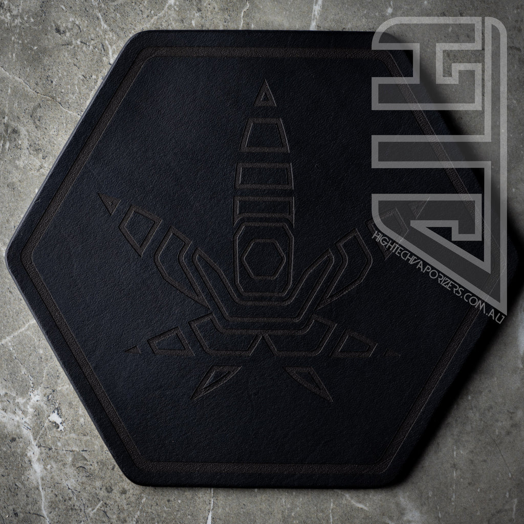 HTV Leather Hexagon Mat black geometric leaf design