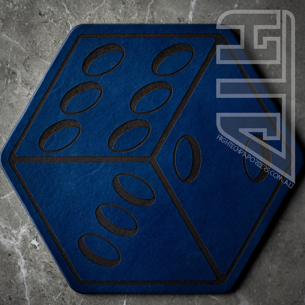 HTV Leather Hexagon Mat royal blue dice design