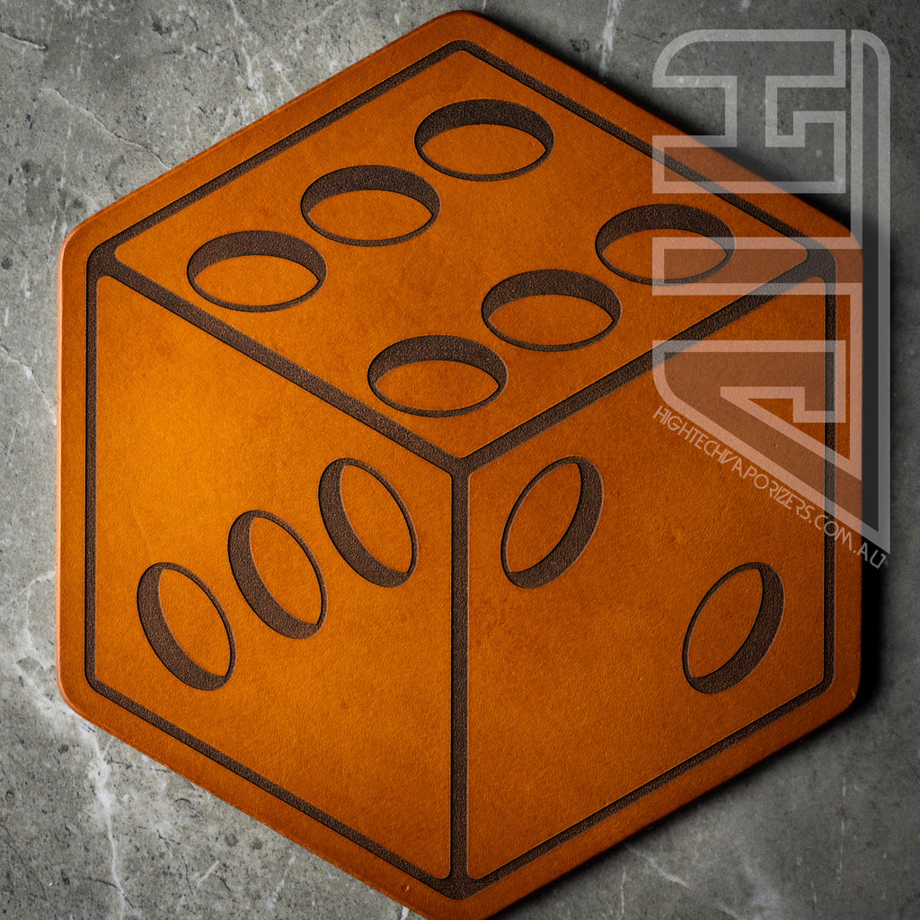HTV Leather Hexagon Mat honey gold dice design