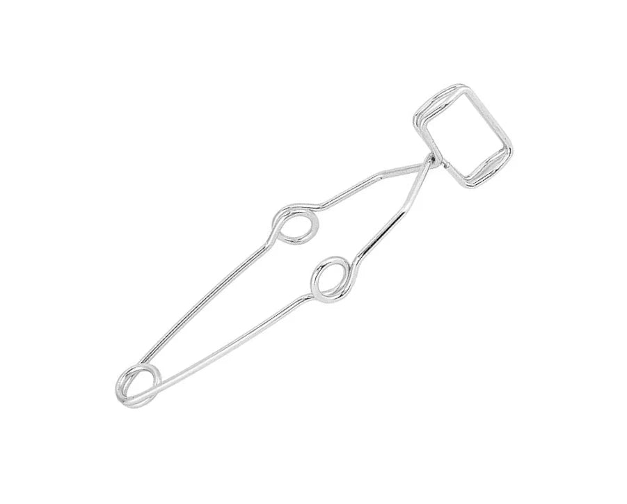 stainless steel tongs on white background