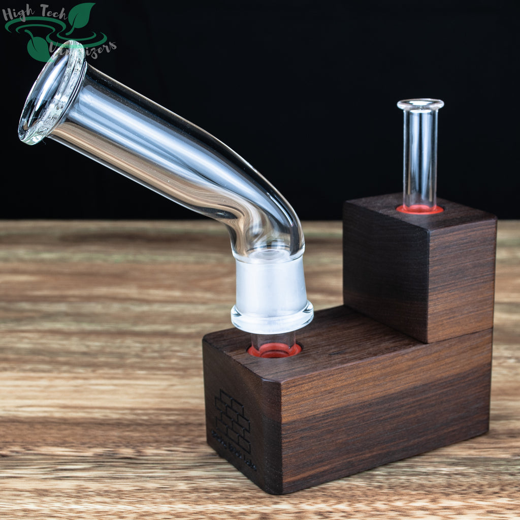 glass dry mouthpiece on walnut hydrobrick herbal vaporizer