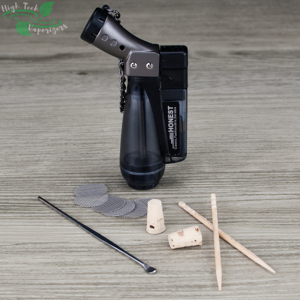 sticky brick accessory kit. jet lighter, metal stir tool, carb corks, wooden picks and screens