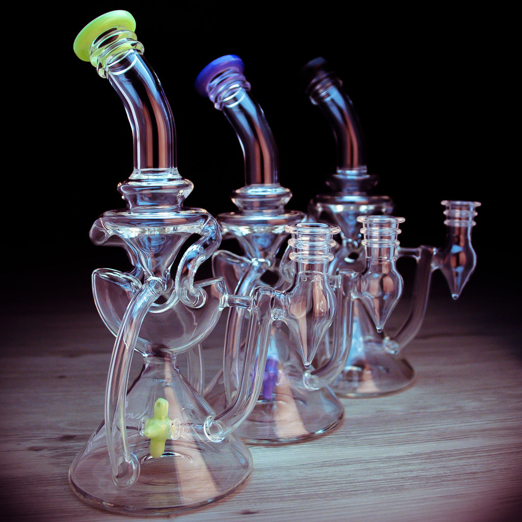 green, purple and black spectra water bubbler rig